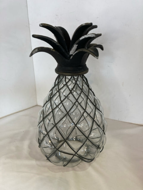 Clear/Black Metal/Glass Pineapple Candleholder(s)