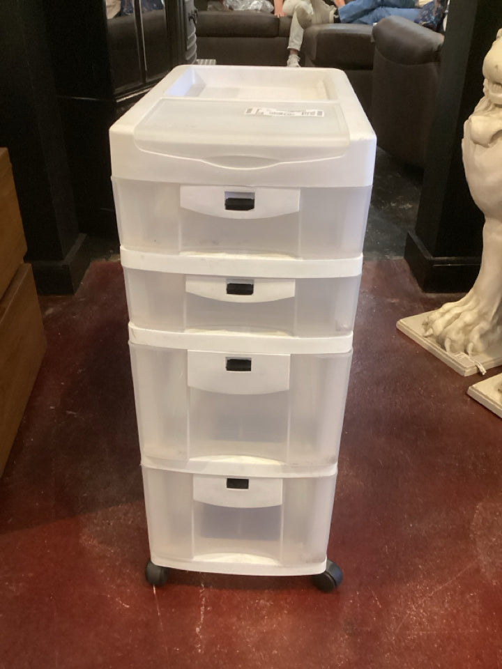 Plastic 4 Drawer White Cart
