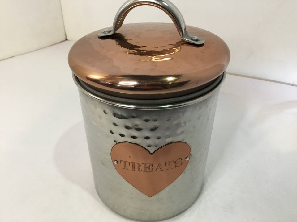 Copper Metal Hammered Canister