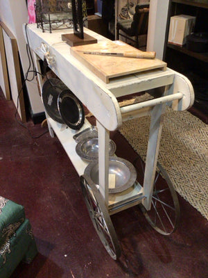 Buffet Wood Shelf on Bottom Wheels Cream Cart