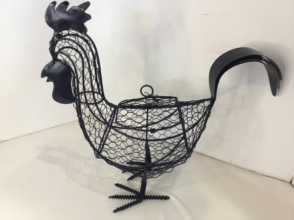 Black Wire Rooster Basket