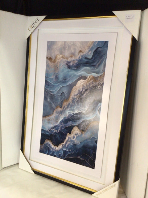 Shadow Box Blue Stone Framed Art