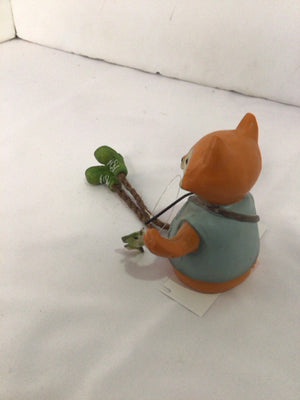 Orange/Blue Resin Fisherman Fox Figurine
