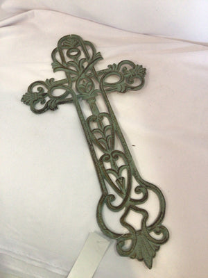 Metal Cross Green Wall Decoration