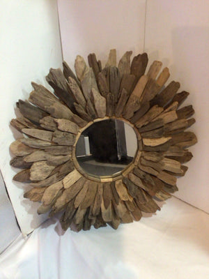 Natural Driftwood Round Mirror