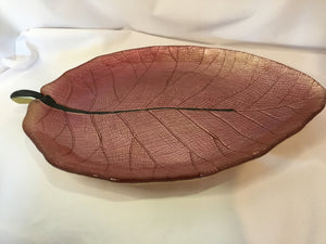 Pink Glass Leaf Tray