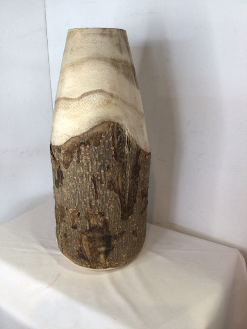Carved Natural Wood Vase