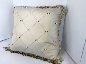 Cream Satin Tassel Cushion
