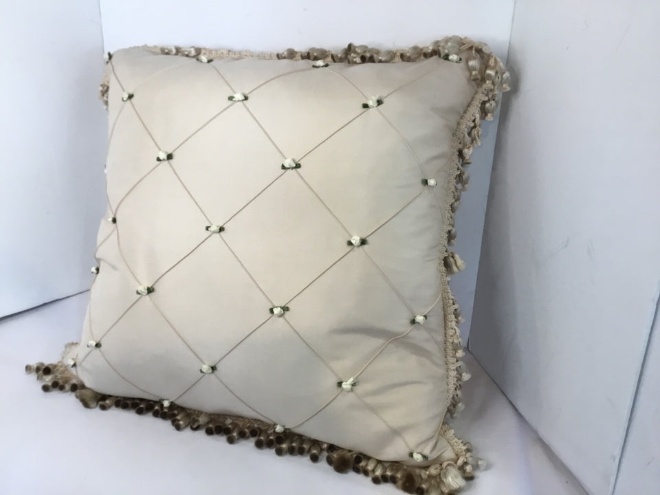 Cream Satin Tassel Cushion
