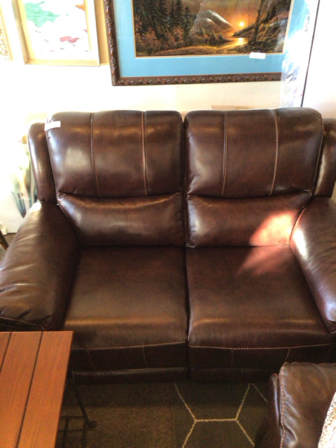 Recliner Faux Leather Electric Brown Loveseat/Love Seat/Sofa