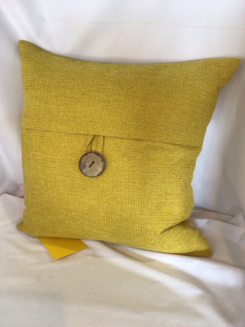 Down Mustard Polyester Button Pillow