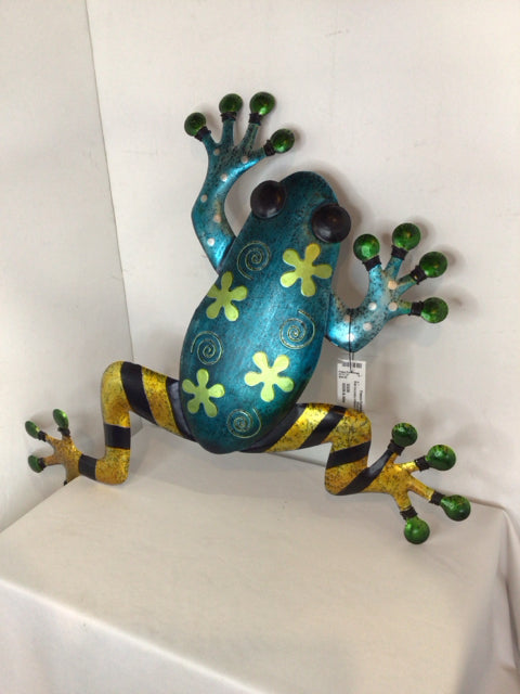 Metal Frog Blue/Multi Wall Decoration Art