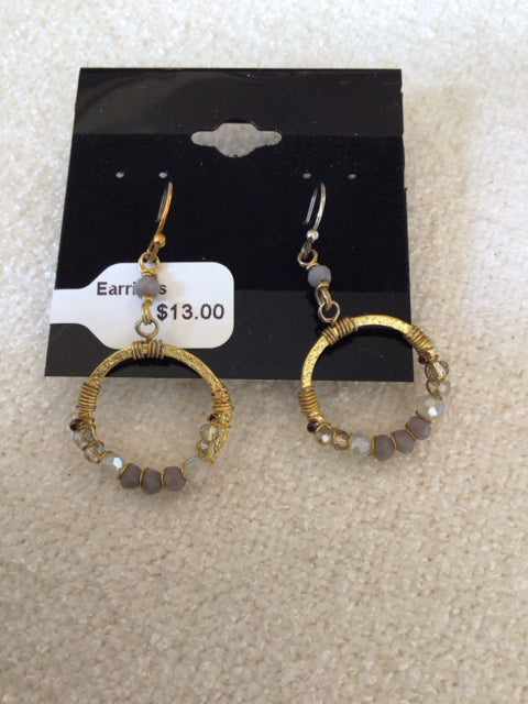 Gold/Gray Circles Beads Earrings