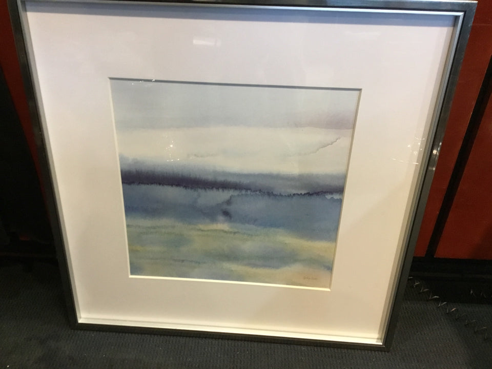 Signed Blue/Green Ocean Scape Framed Art