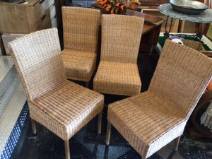 Set of 4 Wicker/Wood Brown Chair