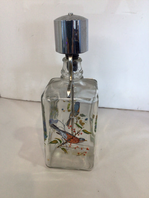 Vintage Clear/Multi Glass/Metal Whiskey Decanter