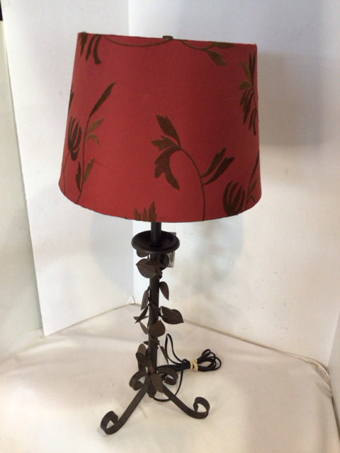 Black/Red Metal Leaves Lamp