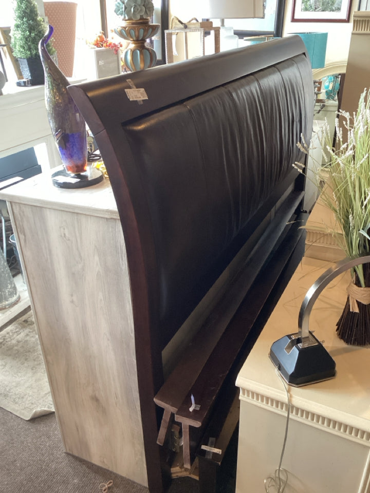 King Leather Brown Bed