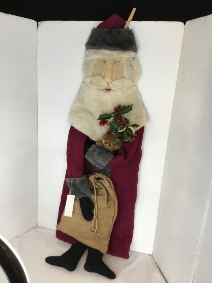 Vintage Wall Hanging Red/white Cotton Fleece Santa Holiday Item