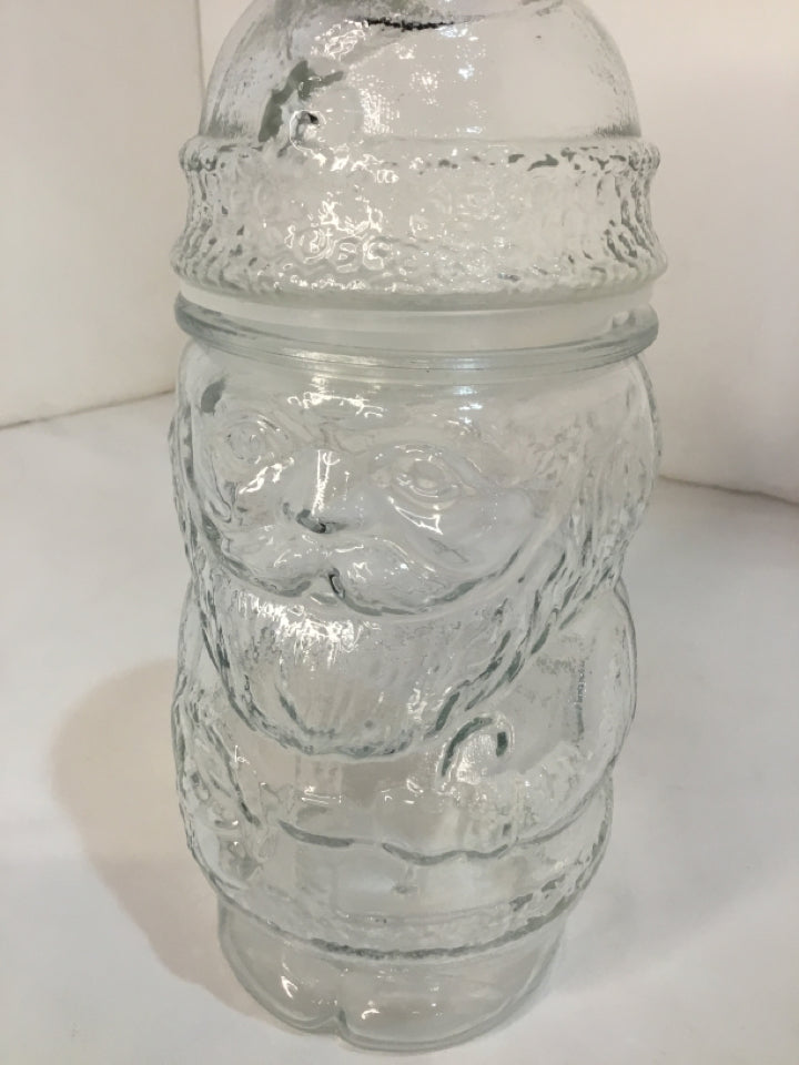 Jar Clear Glass Santa Holiday Item