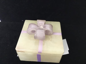 Square Purple Alabaster Carved Trinket Box