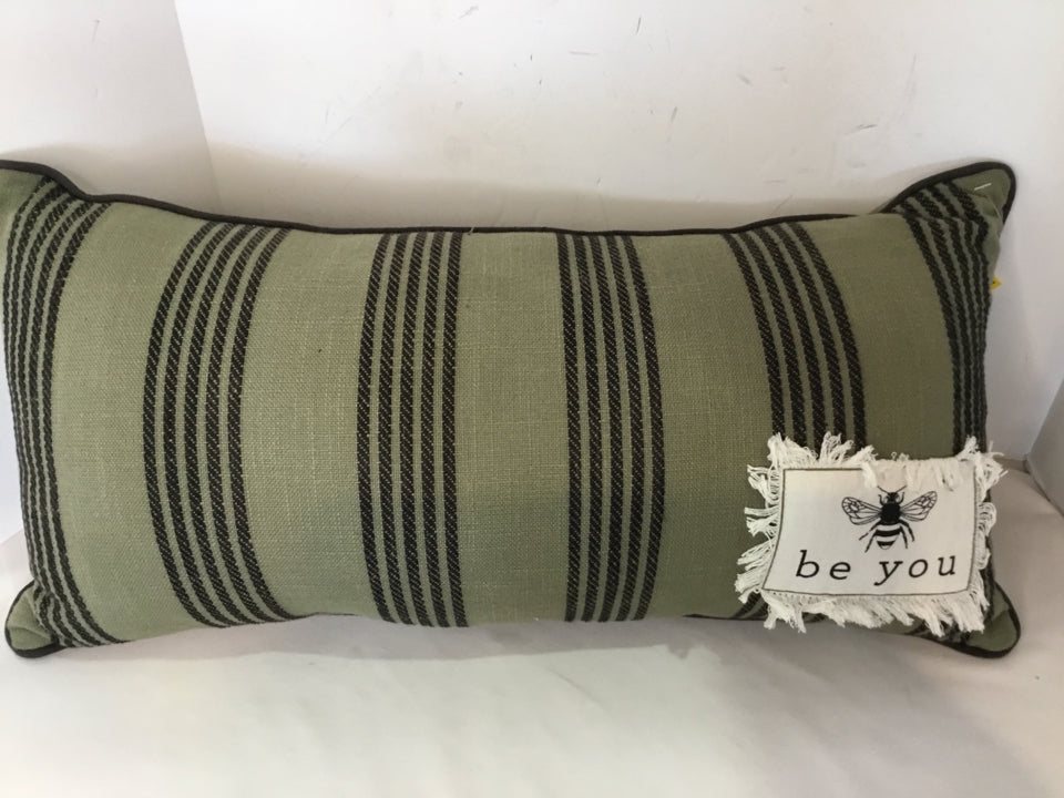 Green/Black Striped Bees Pillow