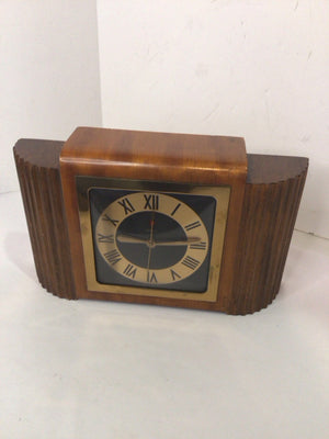 Art Deco Brown Wood Electric Clock