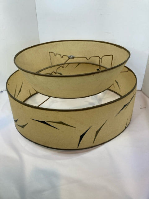 1950's Tan/Black Fiberglass Tiered Lamp Shade
