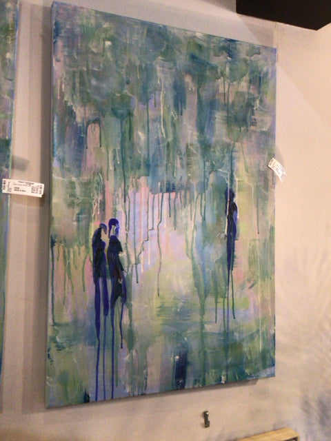 Blue Drip People Stretch Canvas Art