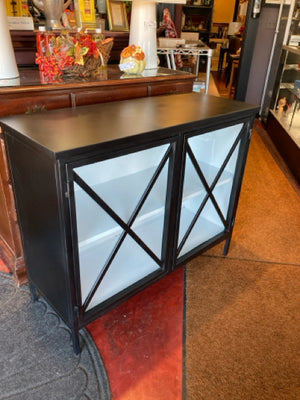 Accent Black Metal/Glass 2 Door As Is Cabinet