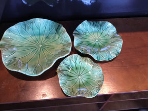 Arhaus Decorative Green Ceramic Lilly Pad Plate Set