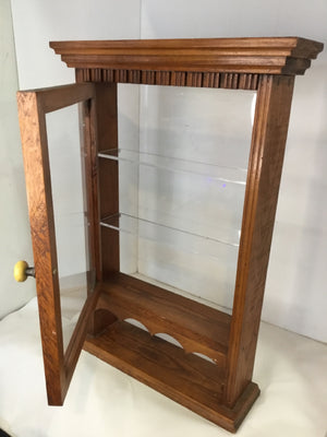 Vintage Brown Wood/Glass 3 Shelf Cabinet