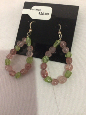 Purple/Green Hoops Beads Earrings