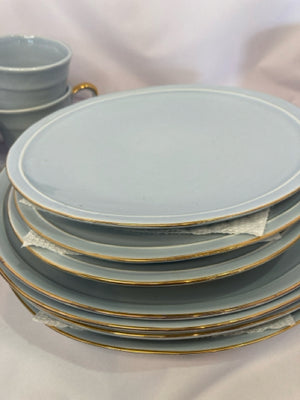 Set of 4 Blue Ceramic Dish Set