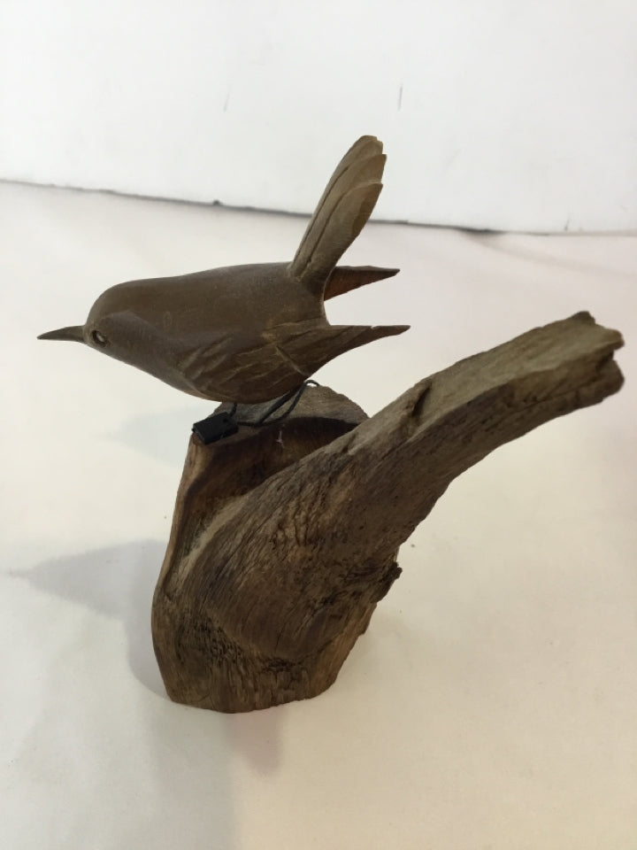 Brown Wood Bird Figurine