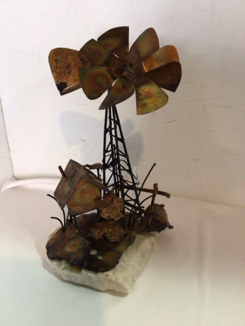 Vintage Copper Windmill Statue