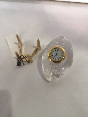 Miniature Clear/Gold Lead Crystal Football Clock