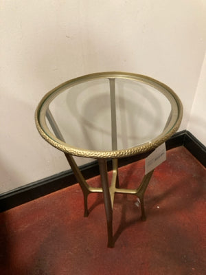 22R877BP Havenly End Metal/Glass Round Gold Table