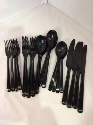 Set of 4 Black Metal Silverware