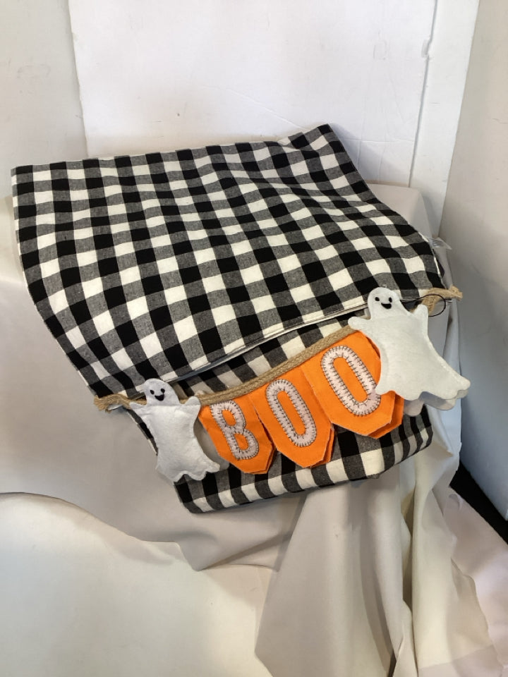 Halloween Black/White Cotton Checked Ghost Holiday Item