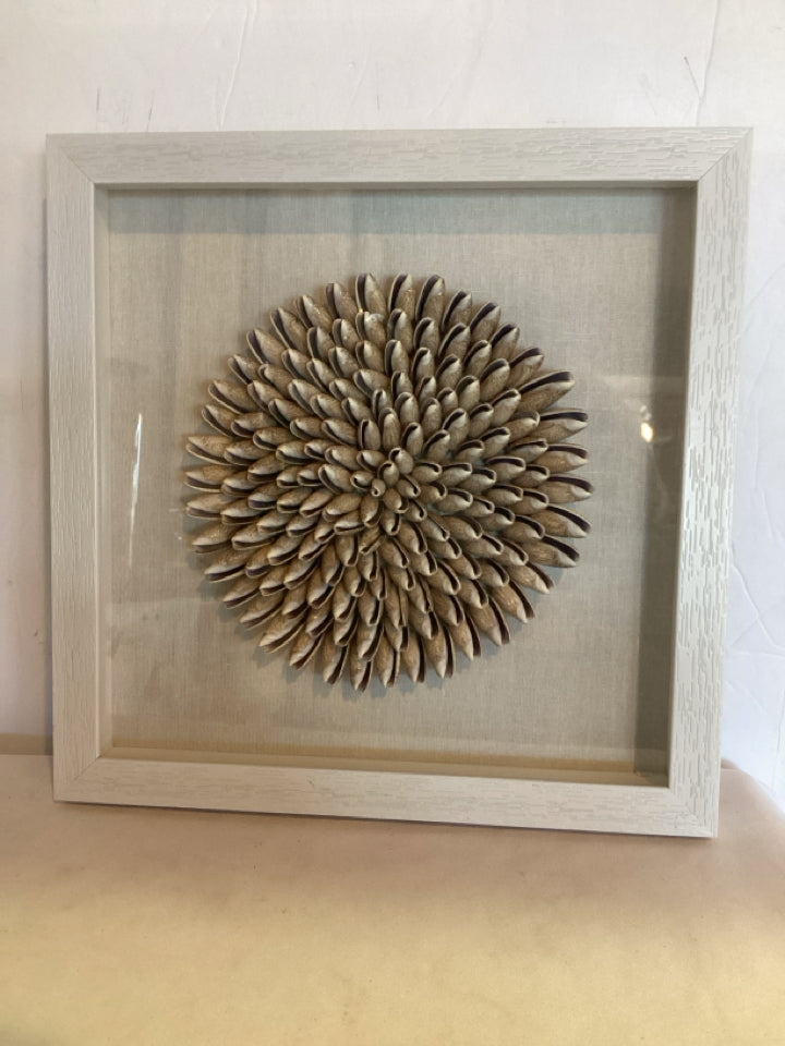 White Shell Mandela Framed Art