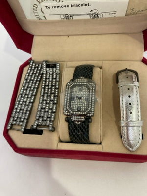 Couture Watches Black/Silver Rhinestone Watch