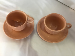 Fiesta Cups/Saucers Peach Stoneware Pair Cup Set