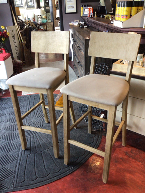 Pair Wood Light Wood Barstool/Bar Stool