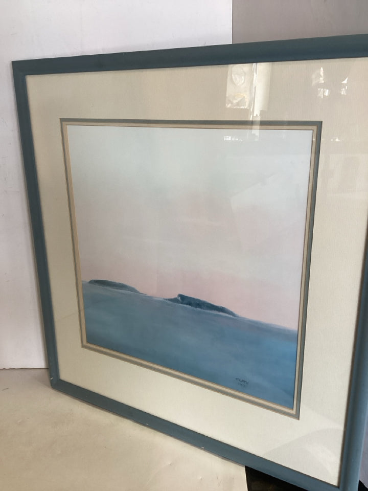 Signed Blue/White Seascape Framed Art