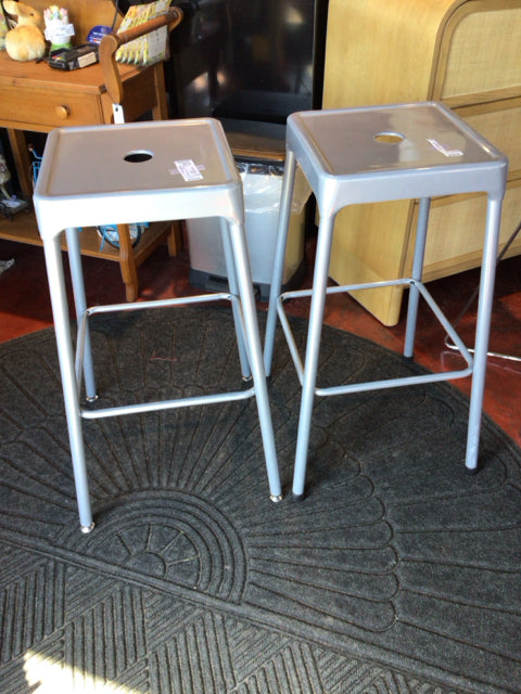 Industrial Metal Pair Gray Barstool/Bar Stool