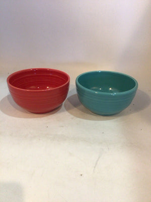 Fiesta Pair Red/Blue Stoneware Bowl Set
