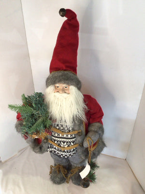 Christmas Red/Gray Fabric Santa Holiday Item