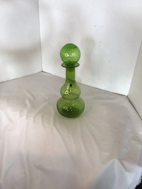 Green Glass Bubble Decanter
