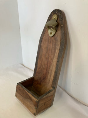 Brown Wood Bottle Opener Shelf